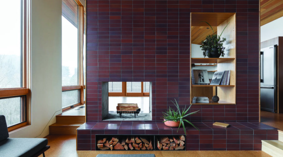 This Portland Home's Double Fireplace Is Where We Want to Get Cozy Right Now