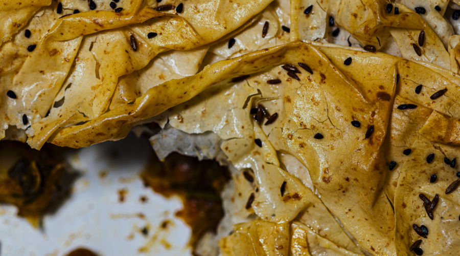 Chickpea, Spinach, and Potato Samosa Pie