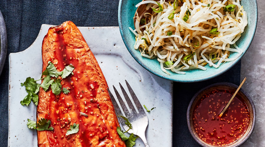 Grilled Crisp-Skinned Salmon with Gochujang Marinade