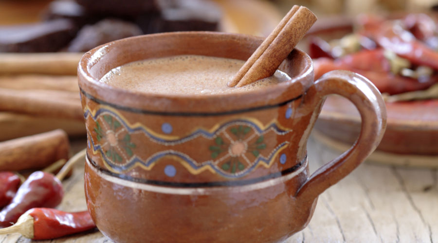 Mexican hot chocolate with cinnamon and chilis