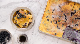 Lemon and Blueberry Sheet Pan Pancakes
