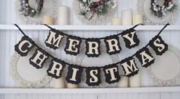 black and white merry christmas banner