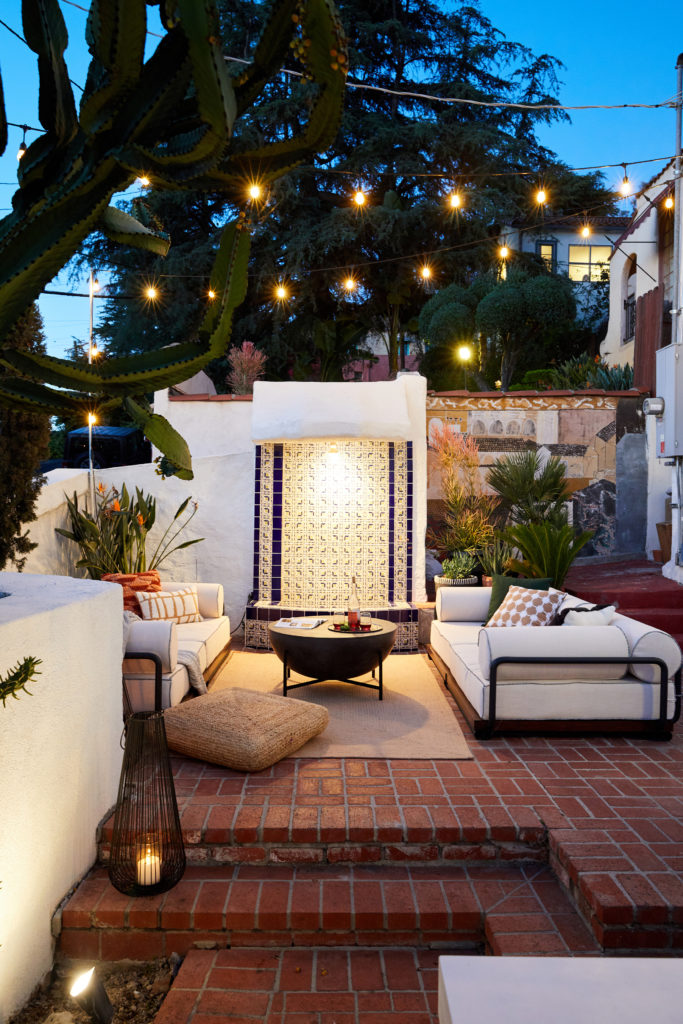 String lights over Los Angeles patio