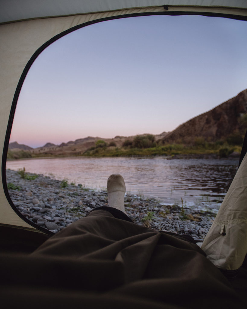 Tent view at Oregon’s John Day River