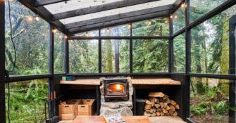 Room of windows in the Washington woods