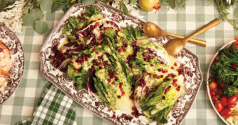 Wedge Salad with Buttermilk Chive Dressing and Pomegranate Seeds