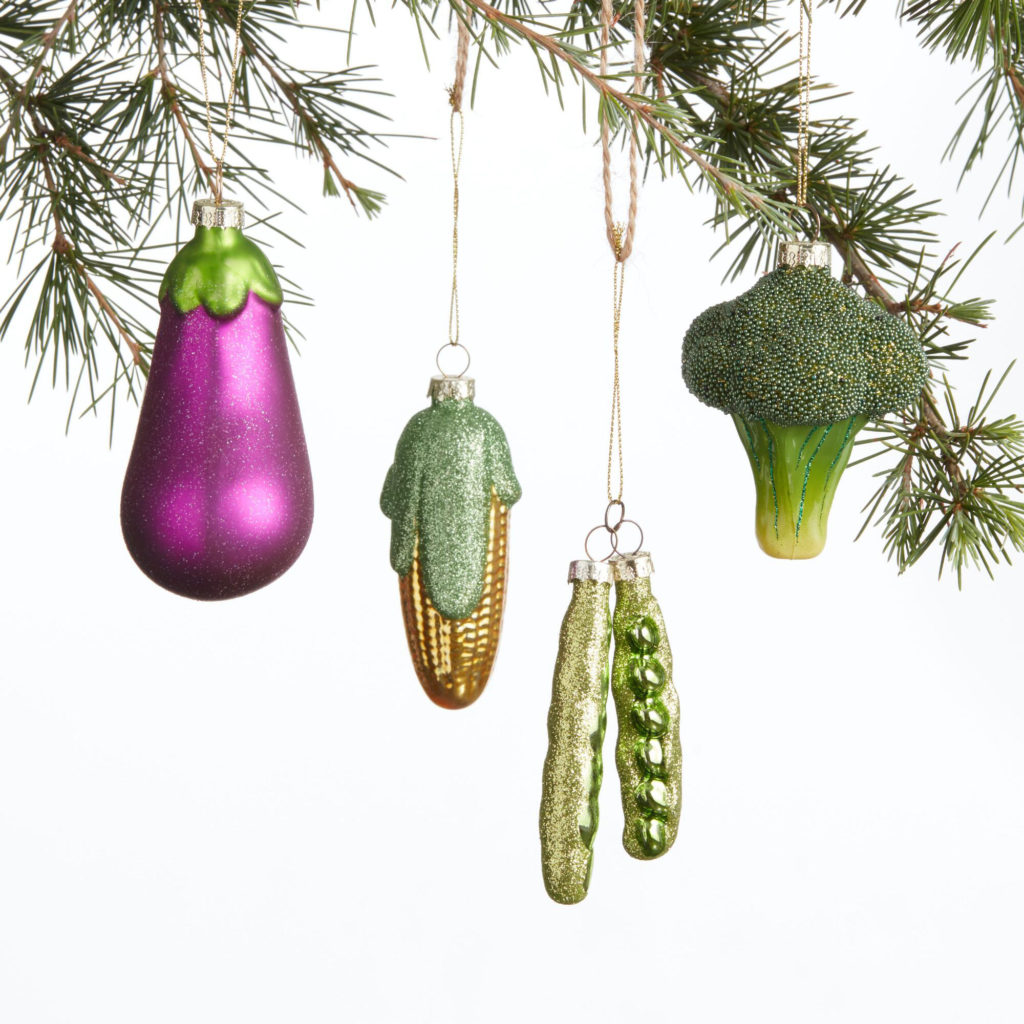 World Market vegetable ornaments