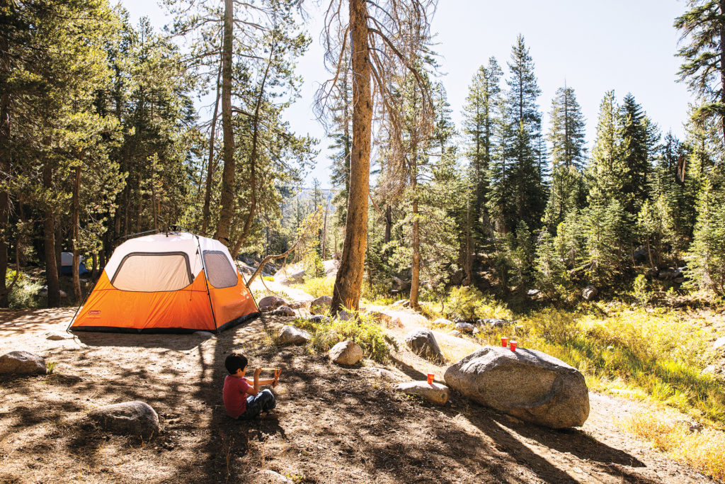 Tent at camp setup in Lake Alpine, California