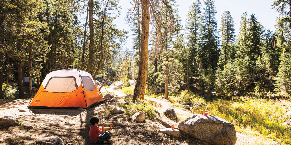 Tent at camp setup in Lake Alpine, California