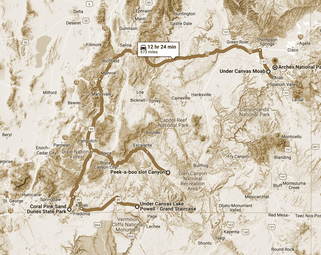 Utah road trip map