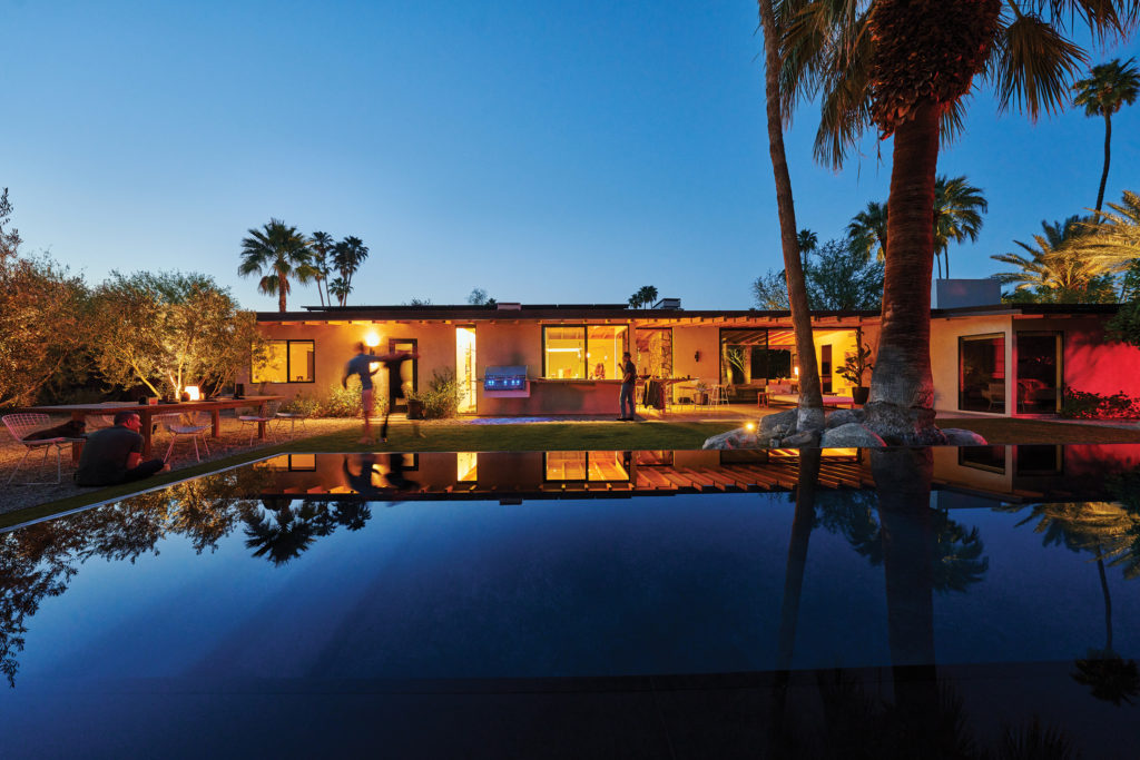 Palm springs pool at night