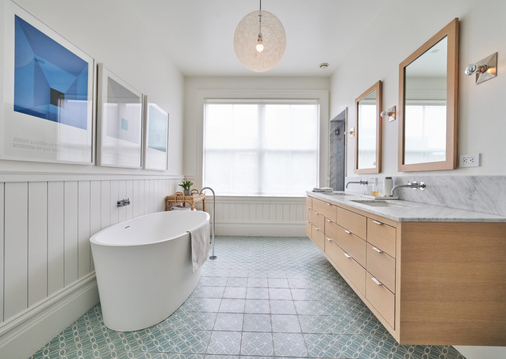 San Francisco bathroom with bathtub and large window