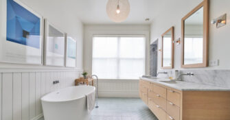 San Francisco bathroom with bathtub and large window