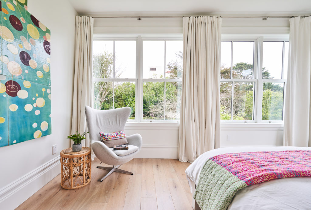 bedroom with windows and chair in San Francisco home