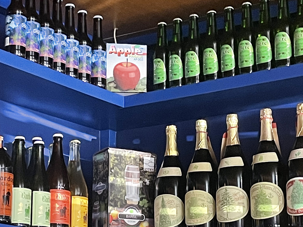 almas cider bar apple cider on shelf