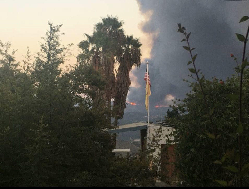 Valley Fire Flames and Flag