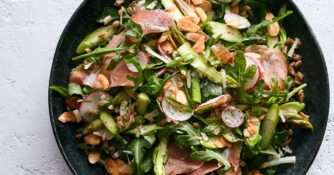 Arugula and Farro Salad with Asparagus and Prosciutto