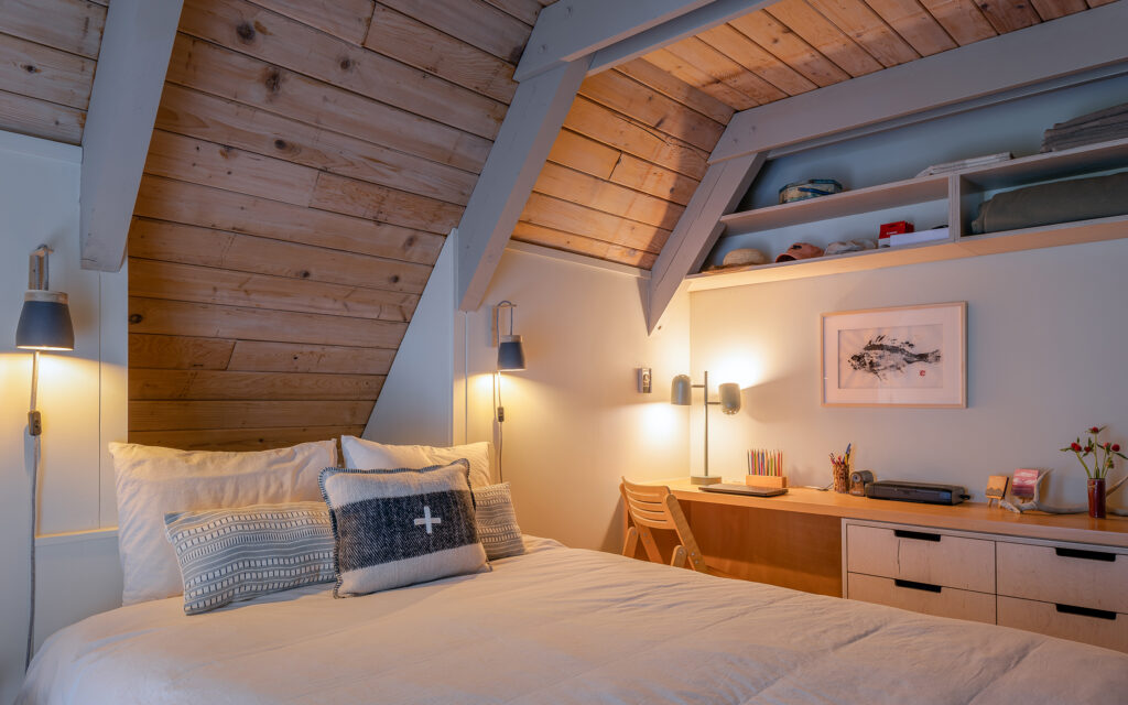 Bedroom in San Juan Islands A-Frame by Heliotrope/Joe Herrin