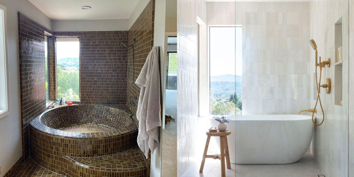 Before and After Bathroom Shower Design by Gina Caulkin