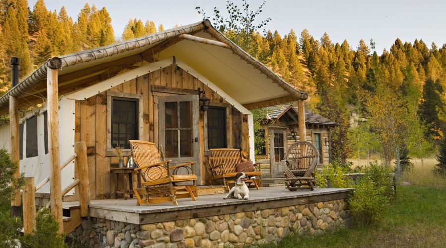 Cozy cabins with wood and canvas wall at Ranch at Rock Creek in Montana