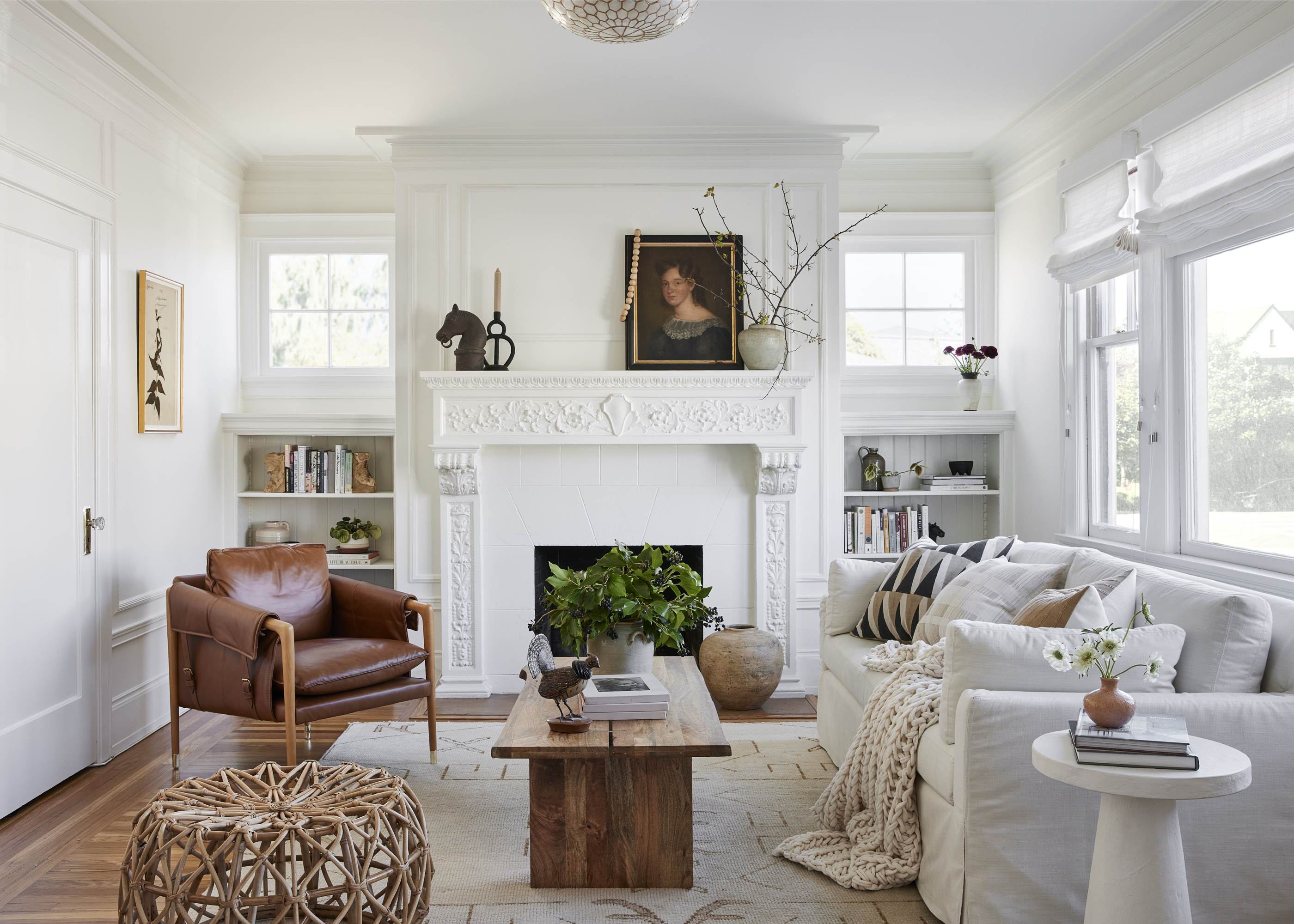 Steal This Classic Brown And White Neutral Living Room Look Sunset Magazine