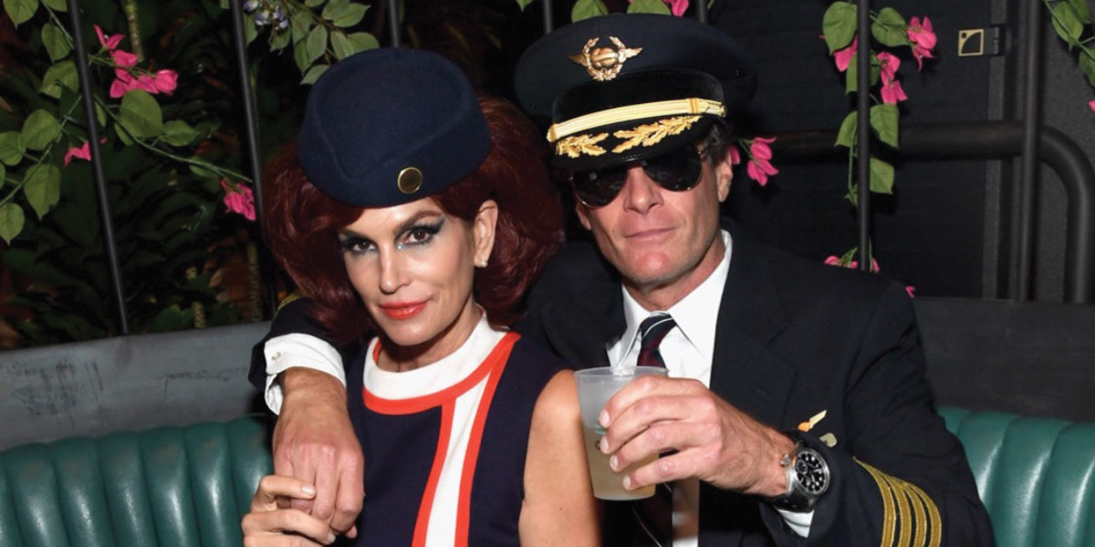Cindy Crawford and Rande Gerber Dressed as Pilot and Flight Attendant