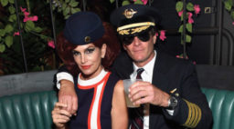 Cindy Crawford and Rande Gerber Dressed as Pilot and Flight Attendant