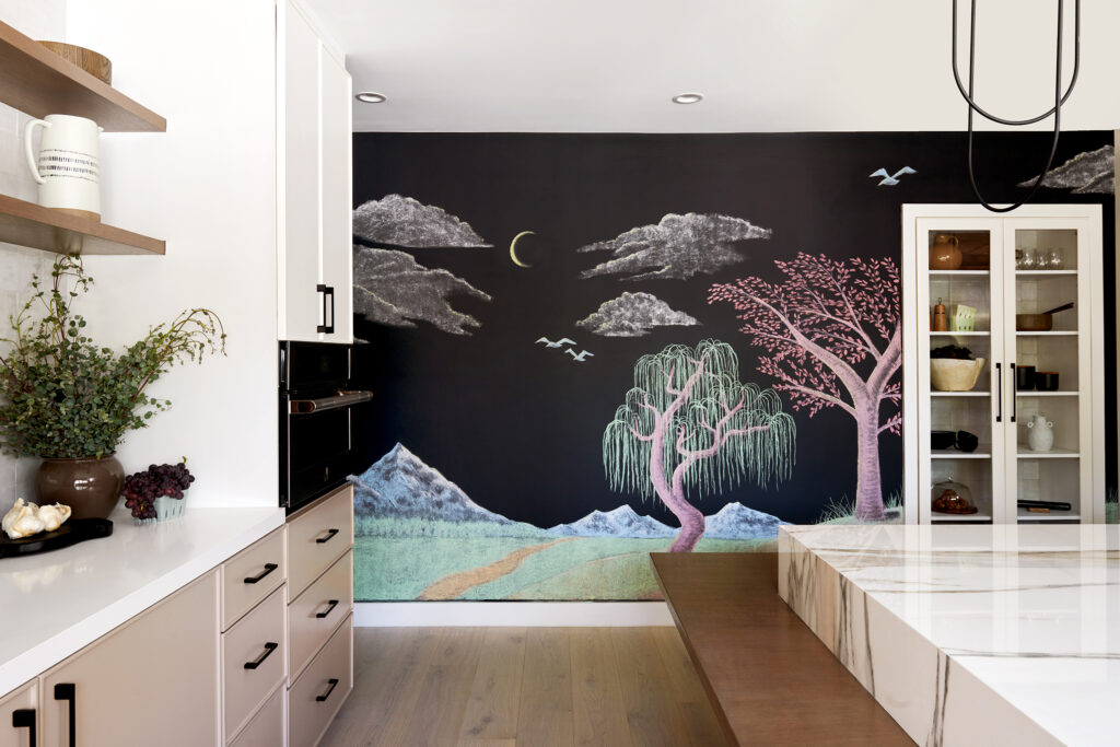 Chalkboard Wall in Kitchen in Brentwood Home by Linda Hayslett
