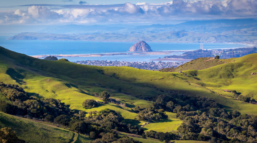 View Of Morro Bay From a Country Road in California's Central Coast, great for affordable Thanksgiving getaways