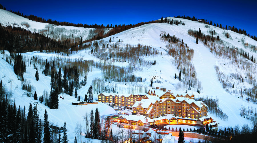 The Montage Deer Valley hotel covered in snow