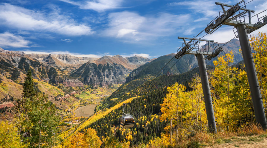 Best fall color in Colorado Autumn in Telluride Colorado - Gondola Rocky Mountains