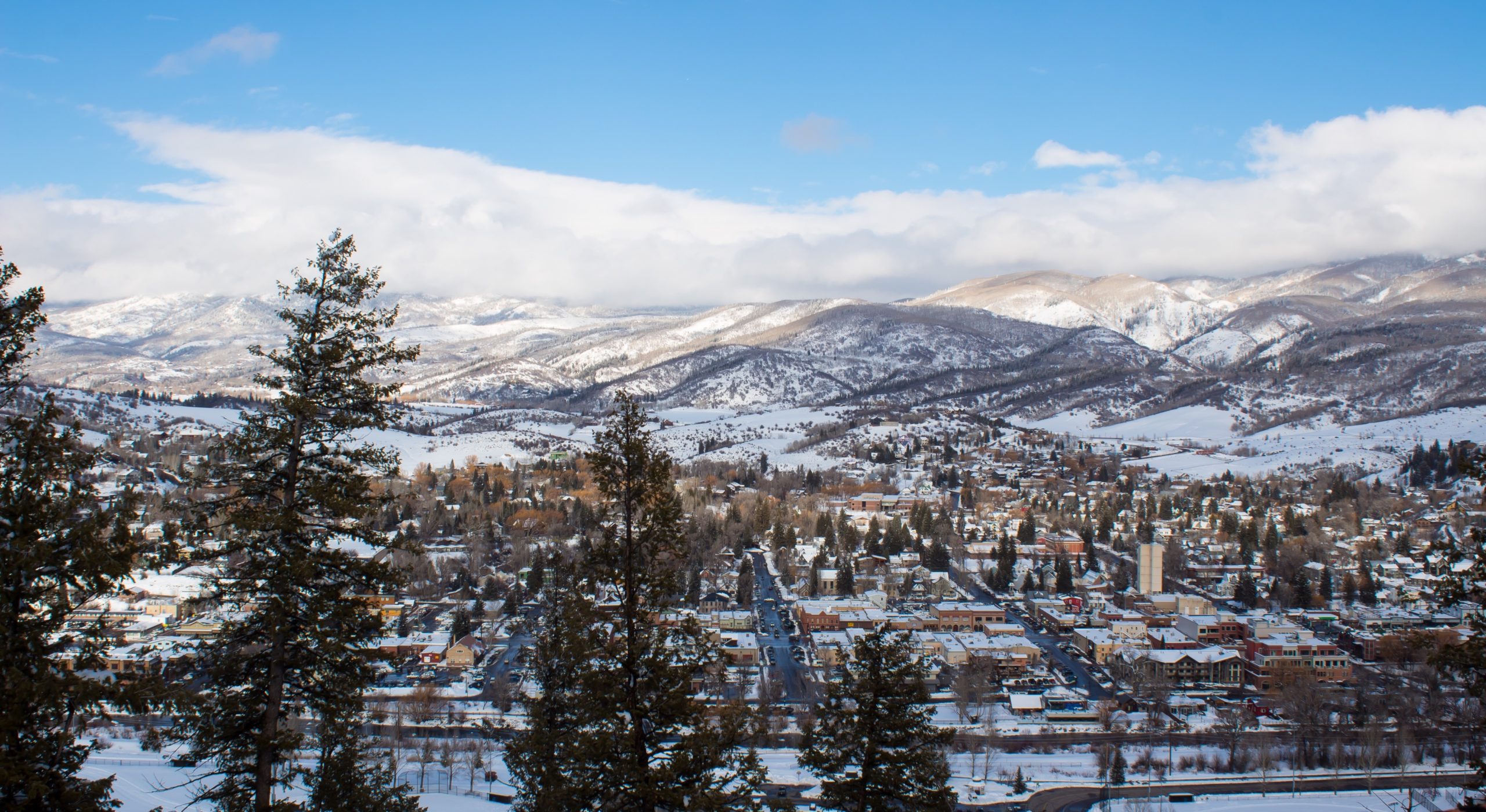 Scenic view of downtown Steamboat Springs in witner
