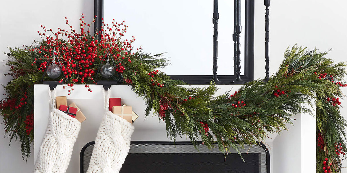 Crate and Barrel Holiday Mantel
