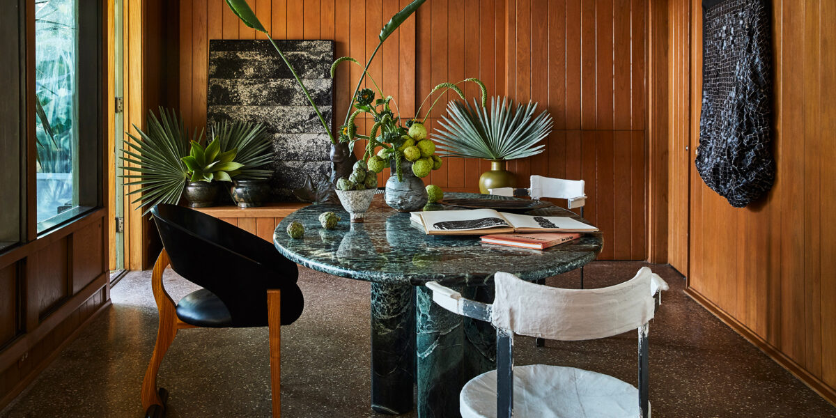 Dining Room in Malibu House in Synchronicity Book by Kelly Wearstler