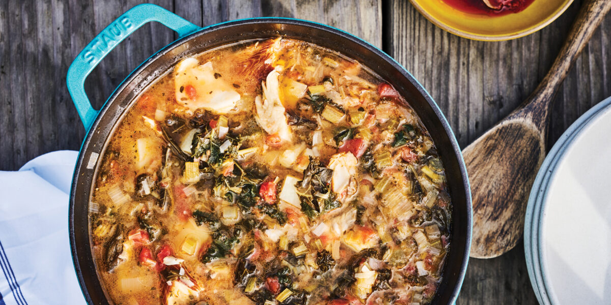 Black Cod Chowder with Potato, Kale, Tomato & Vermouth Recipe Sunset