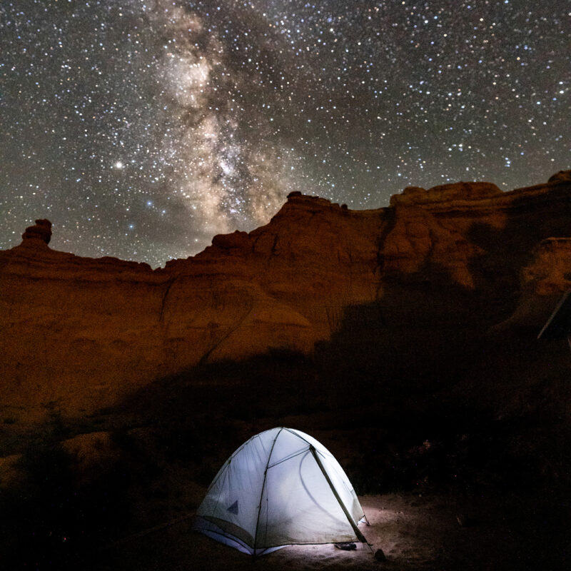 Goblin Valley Camping with Night Sky