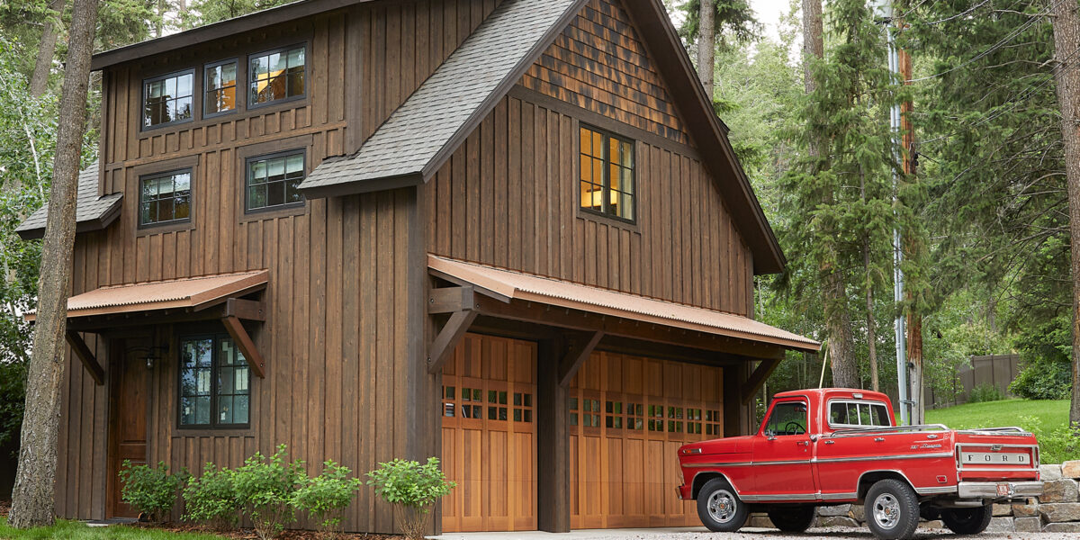 Exterior Garage in Montana Boathouse by Adrian Dagli Interior Wanderer