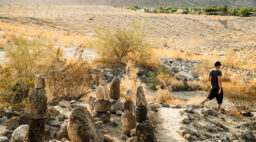Hiker walking through La Quinta in Coachella Valley