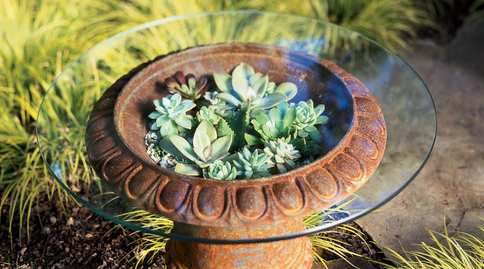Urn as patio table - or container for a living bouquet