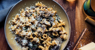 Campanelle with Mushrooms and Roasted Garlic
