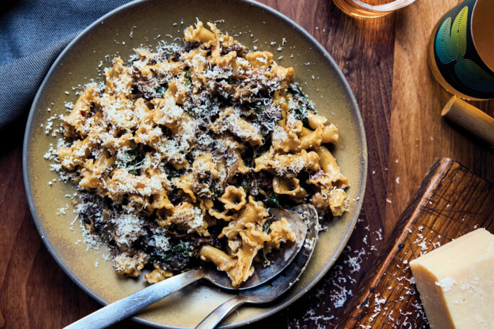 Campanelle with Mushrooms and Roasted Garlic