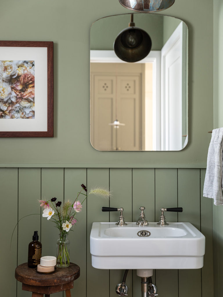 Teressa Johnson Floral Studio green painted bathroom