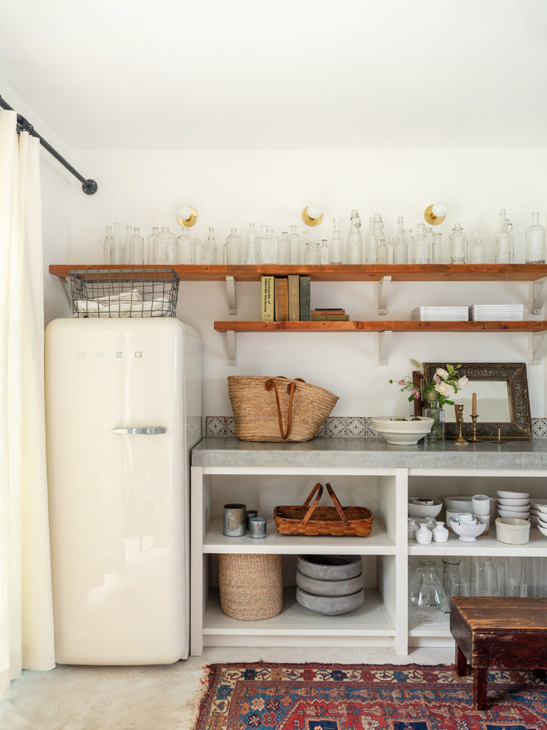 Teressa Johnson Floral Studio kitchen with floating shelves