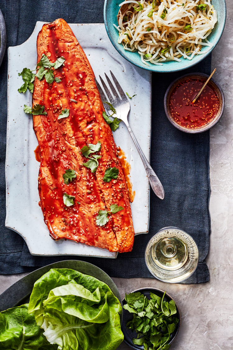 Grilled Crisp-Skinned Salmon with Gochujang Marinade