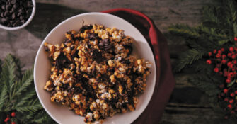 Caramel Corn Drizzled with Chocolate
