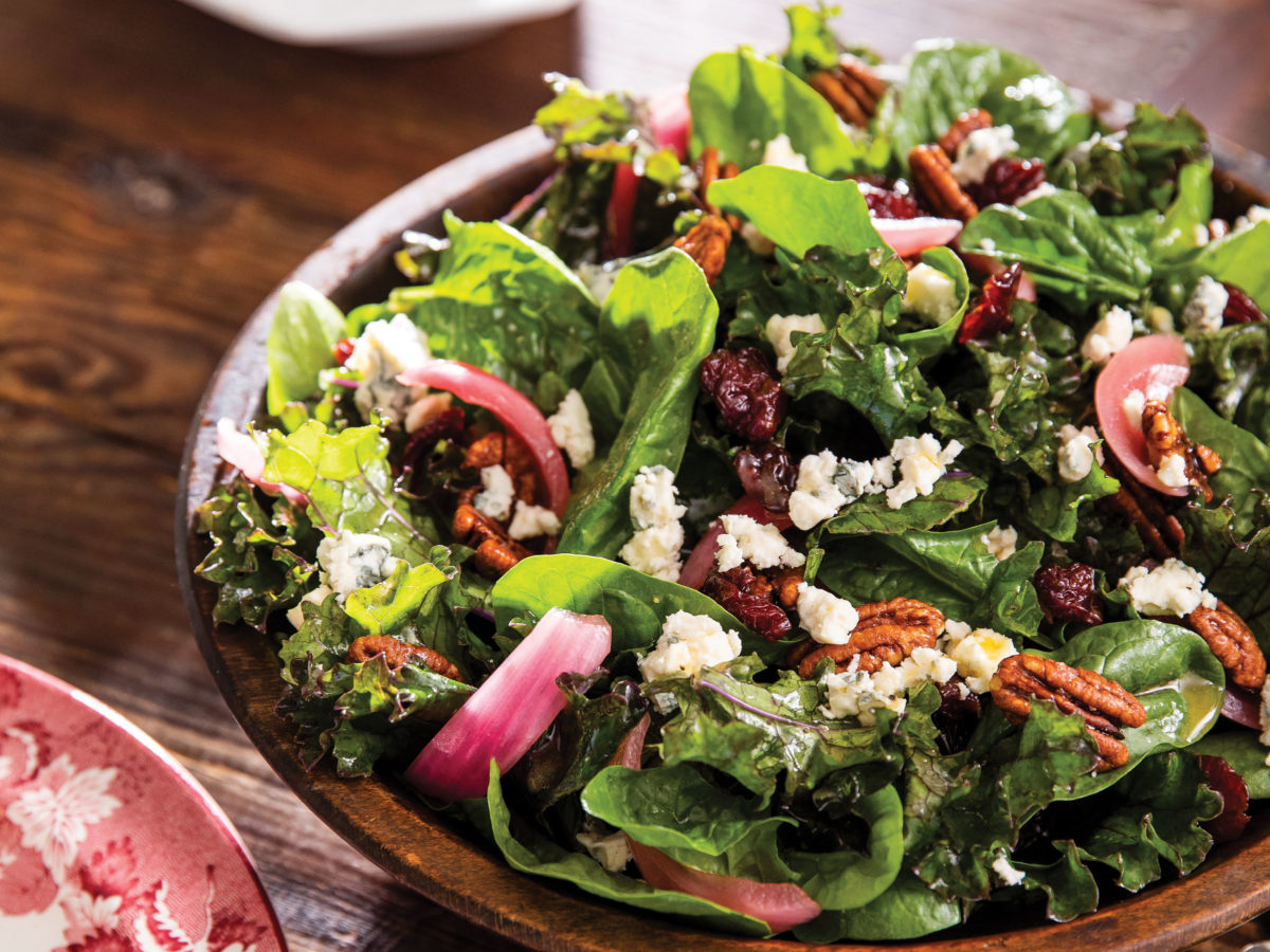 Spinach, Kale, and Cherry Salad