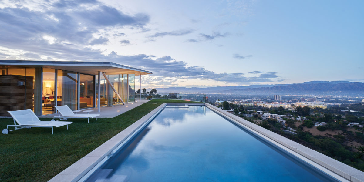 Hollywood Hills Gluck Modernist Home Exterior Pool View