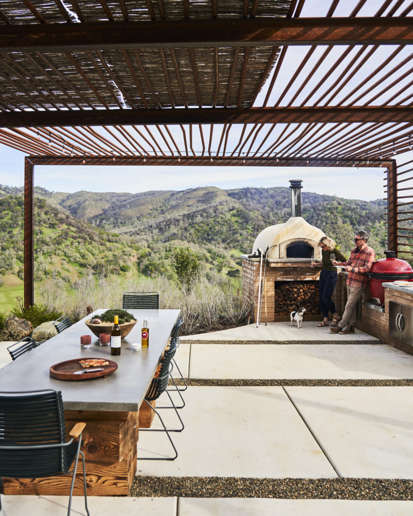 Outdoor dining room and pizza oven in Napa, California