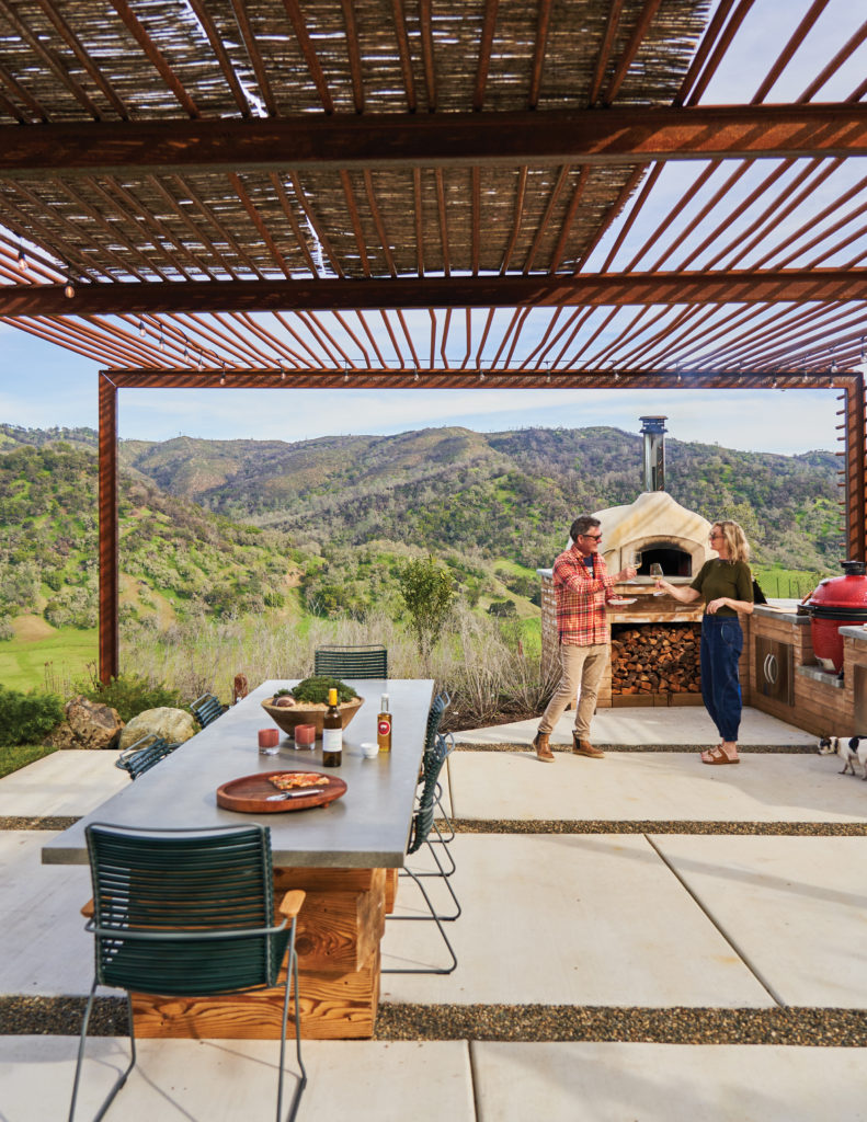 Outdoor dining room and pizza oven in Napa, California