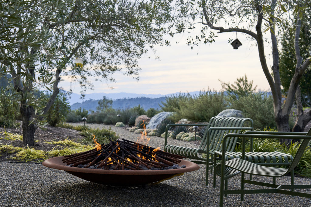 Firepit and chairs at Napa, California home